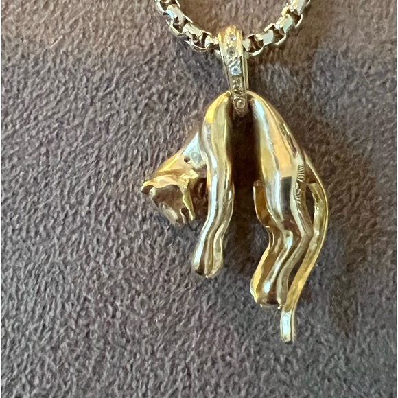 Gold Plated Antique Panther Charm and Diamond Bale - Picture 5 of 16